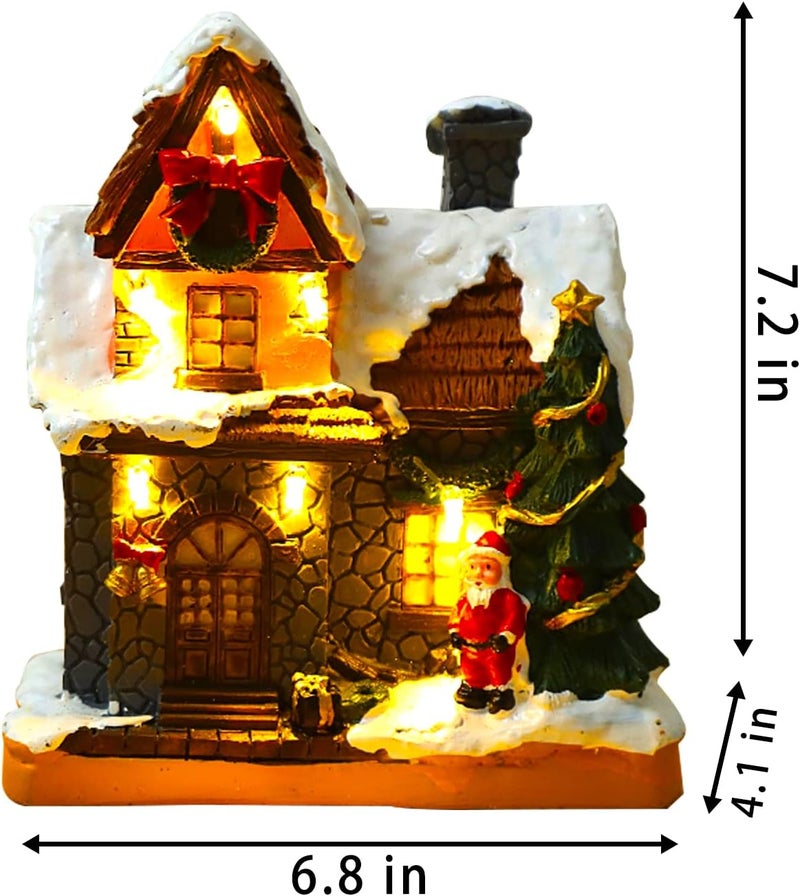 JOYOFXMAS Christmas Village Houses with Warm Light, Battery Operate, Village Accessories Home Tabletop Decoration Xmas Gifts (A) - Image 4